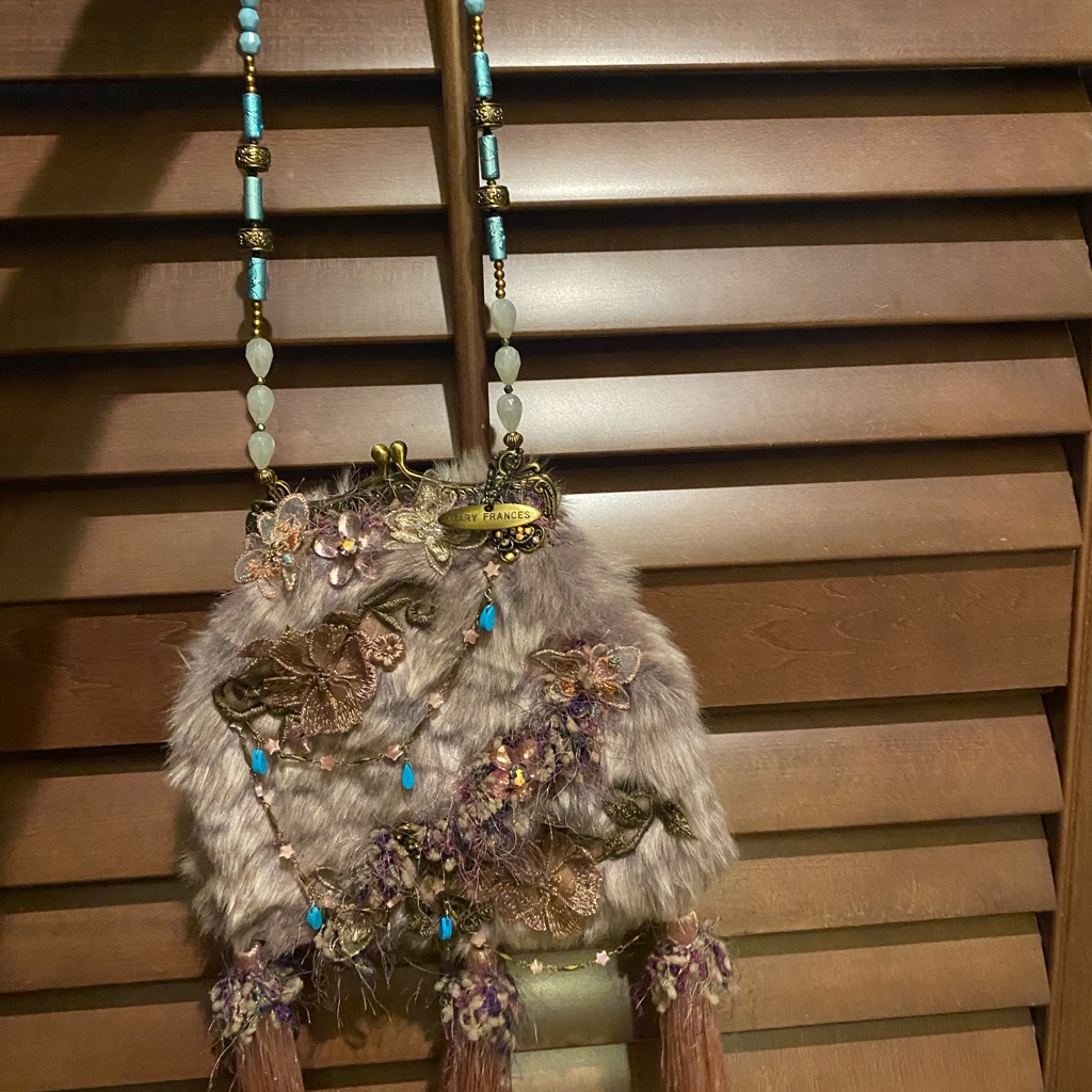 Mary Frances Mauve(Pink) Fur And Tassel Bag